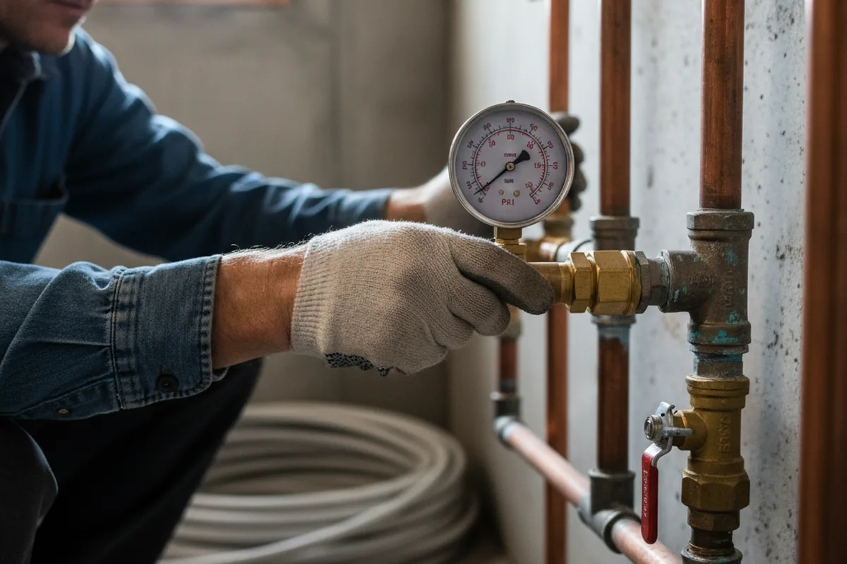 Pressure testing a repaired line during Water Line Repair in Hampstead
